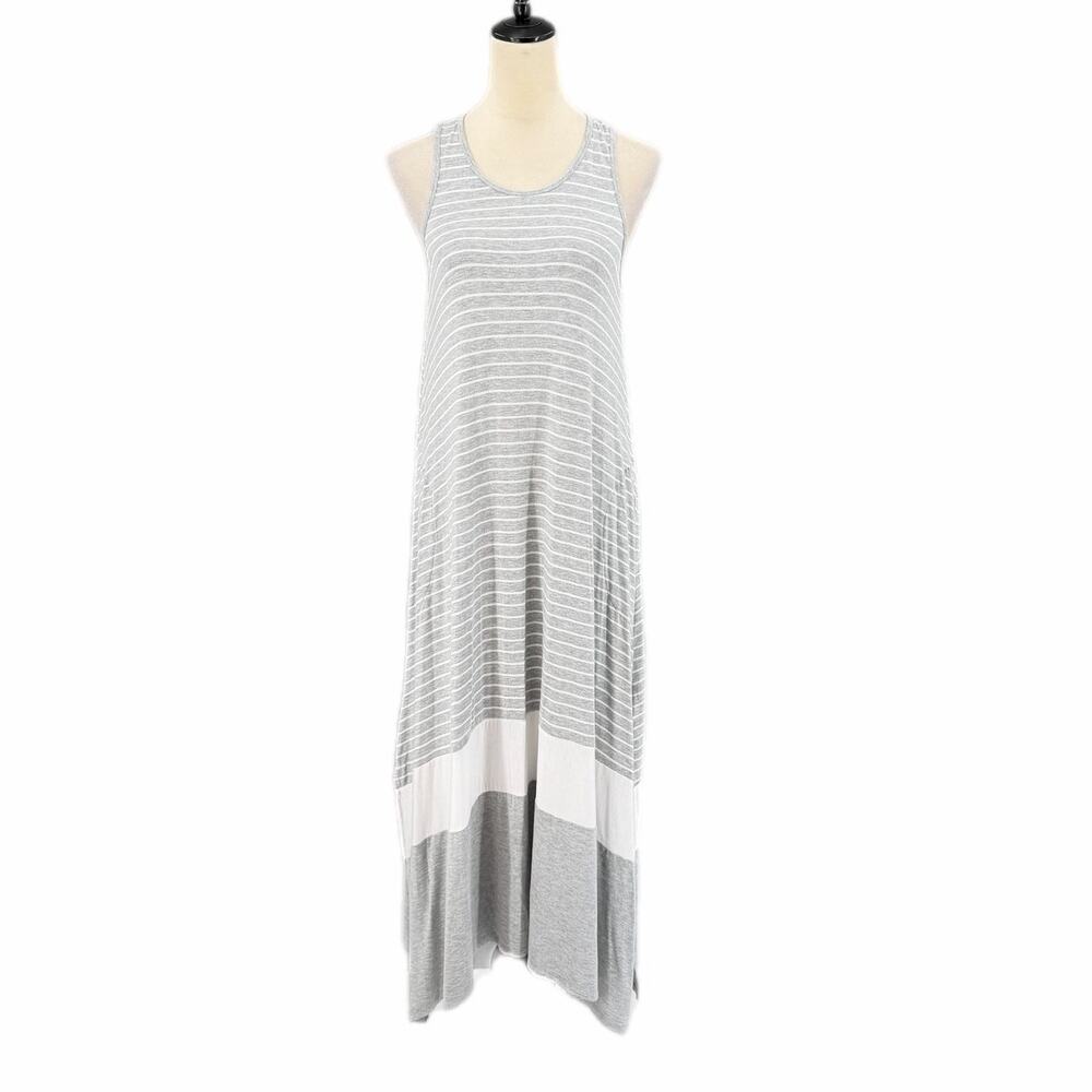Donna Karan Gray White Stripe Sleepwear Nightgown Tank Dress Loungewear Light
